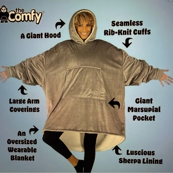 The Comfy hooded blanket oversized sweatshirt one size lounging gray - Picture 7 of 7